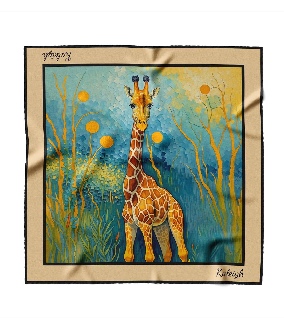 "Giraffe the Painter" Square Scarf