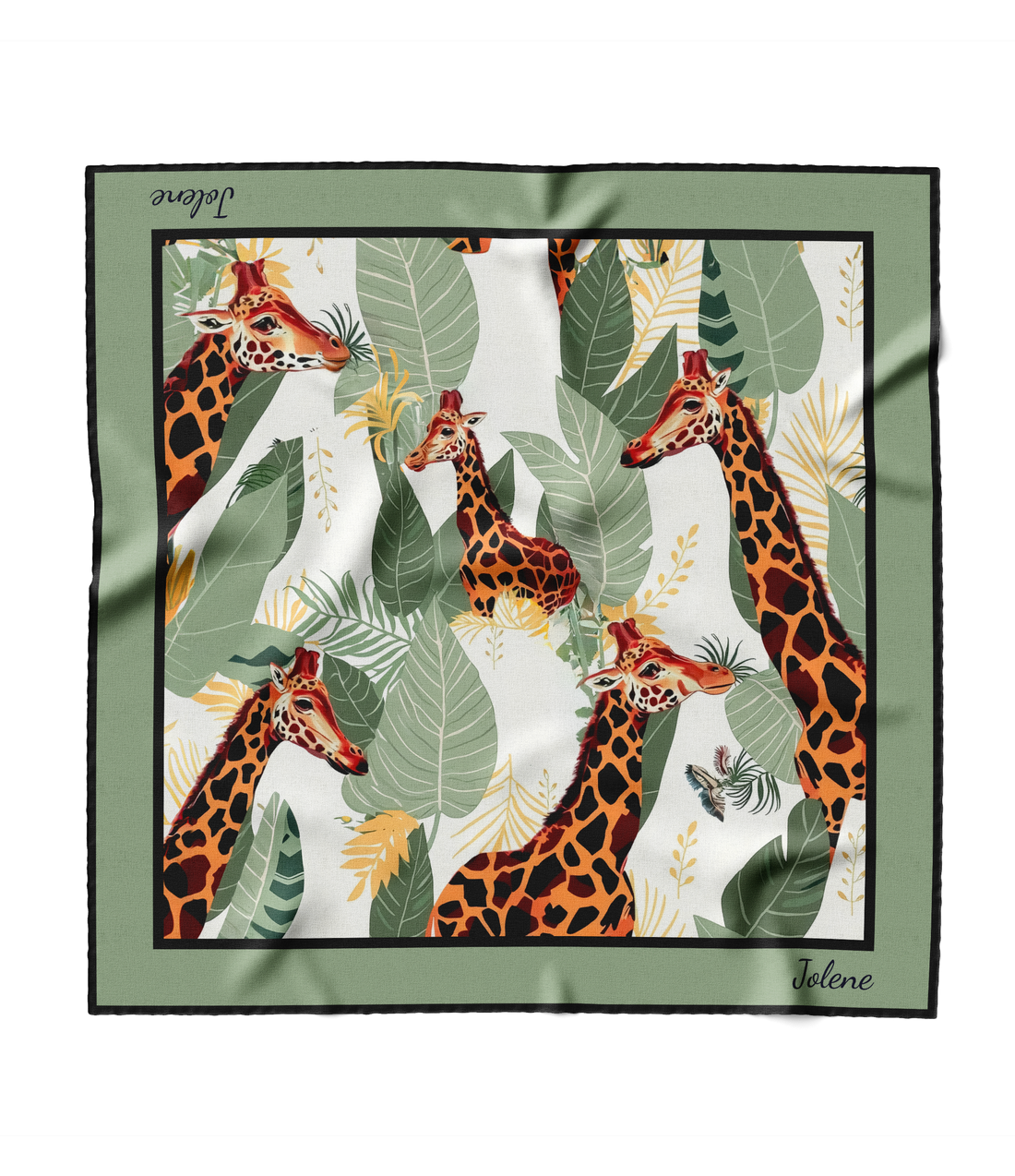 "Giraffes & Eucalyptus" Square Scarf