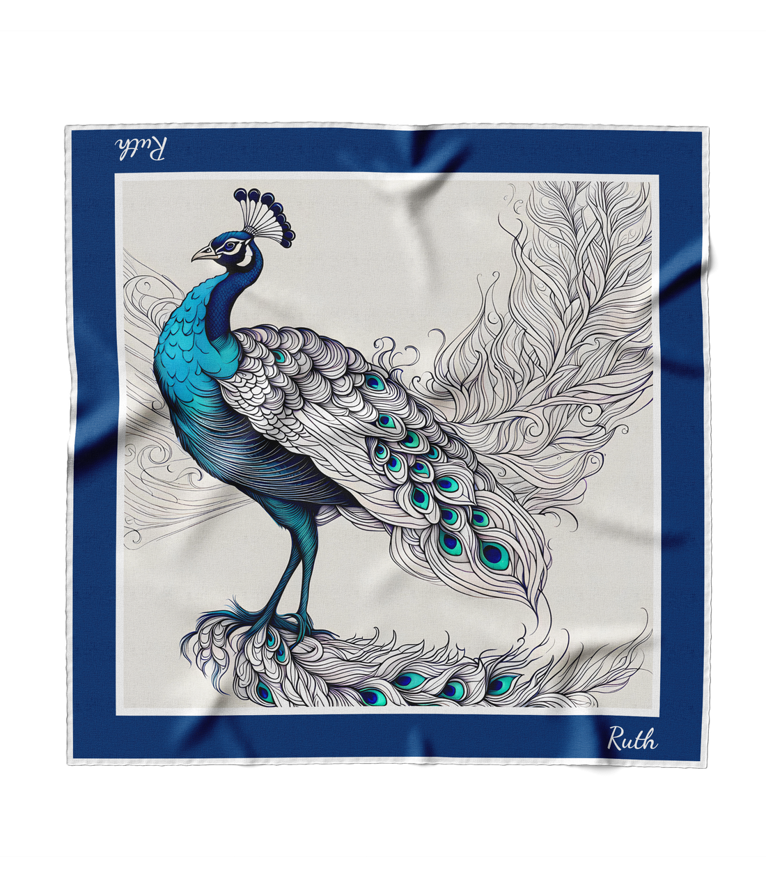"Peacock Feather" Square Scarf