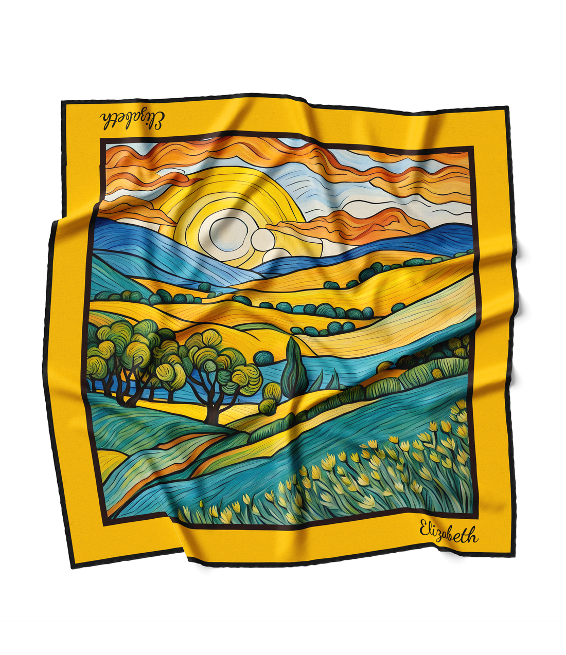"Van-Gogh Meadow" Square Scarf