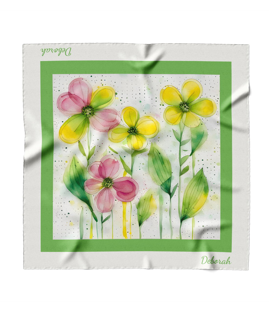 "Watercolor Flowers" Square Scarf