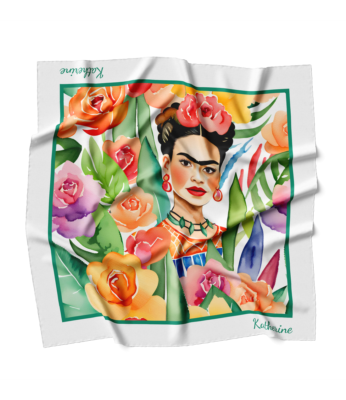 "Watercolor Frida" Square Scarf