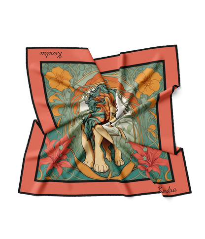 &quot;Art Deco Lion&quot; Square Scarf