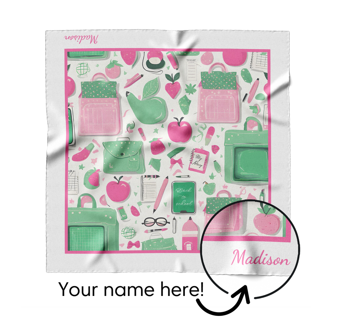 "Backpacks & Apples" Square Scarf