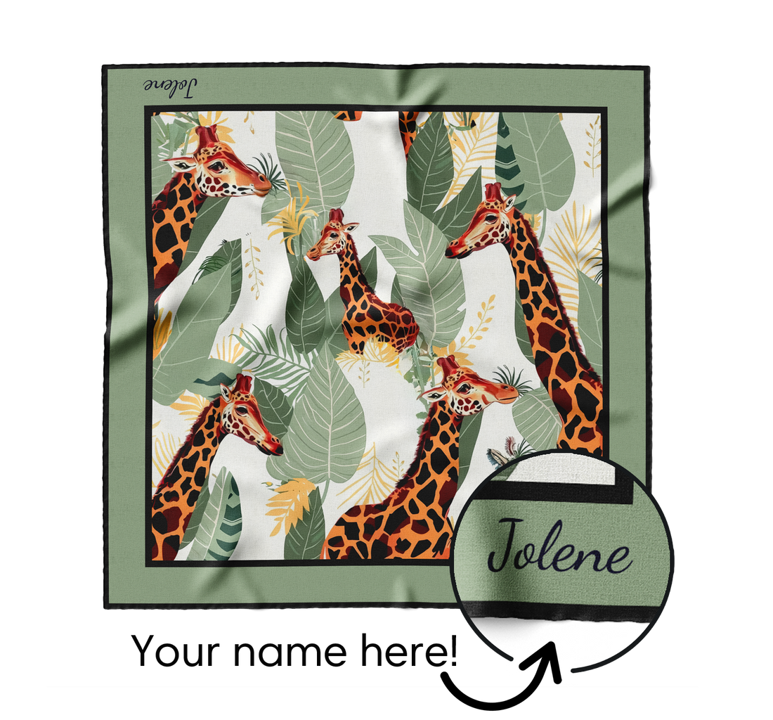 "Giraffes & Eucalyptus" Square Scarf