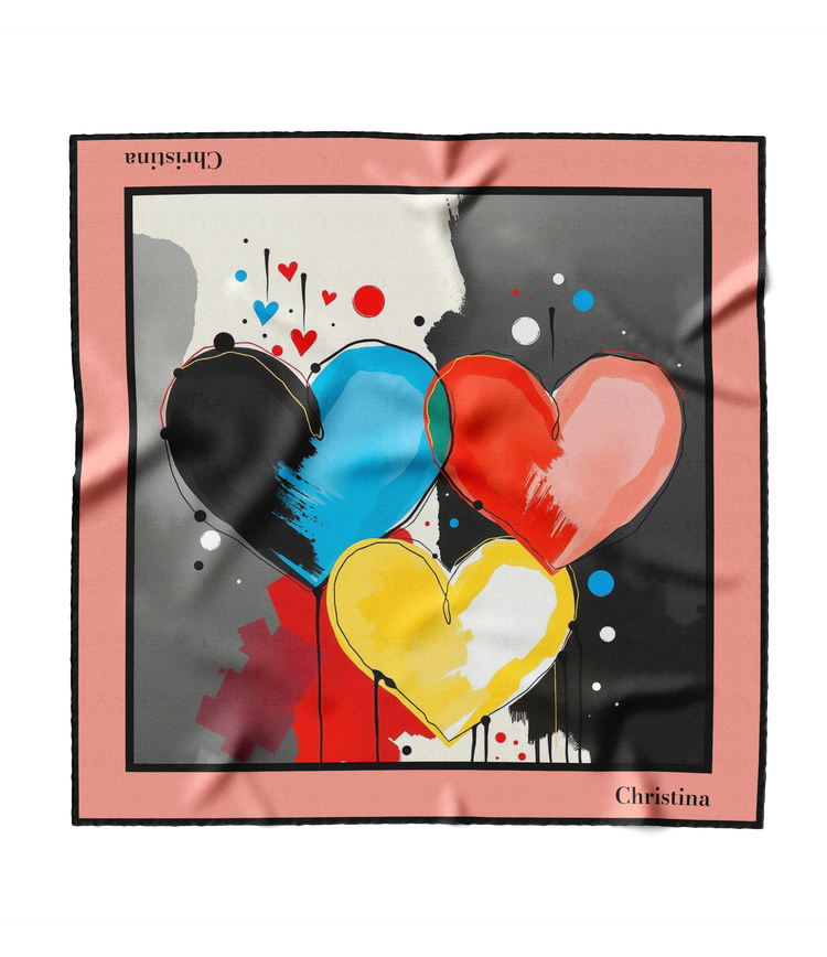 &quot;Graffiti Hearts&quot; Square Scarf