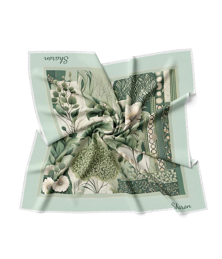 &quot;Green Daisies&quot; Square Scarf