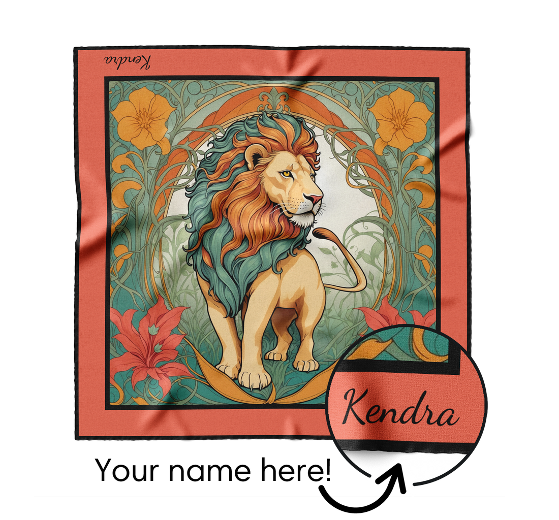 "Art Deco Lion" Square Scarf