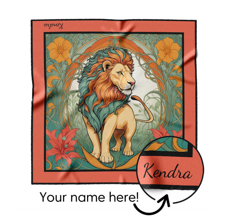 &quot;Art Deco Lion&quot; Square Scarf