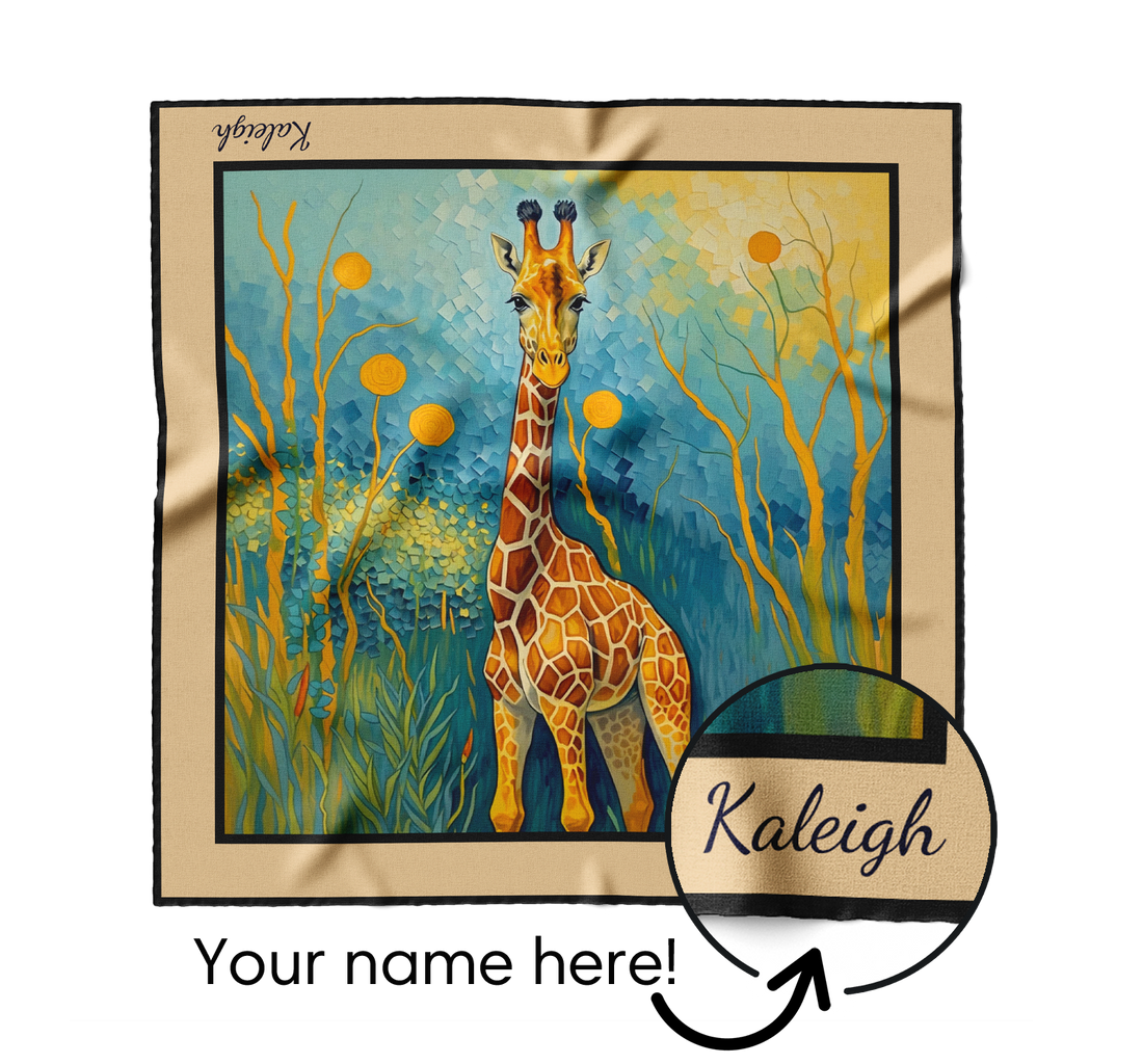 "Giraffe the Painter" Square Scarf