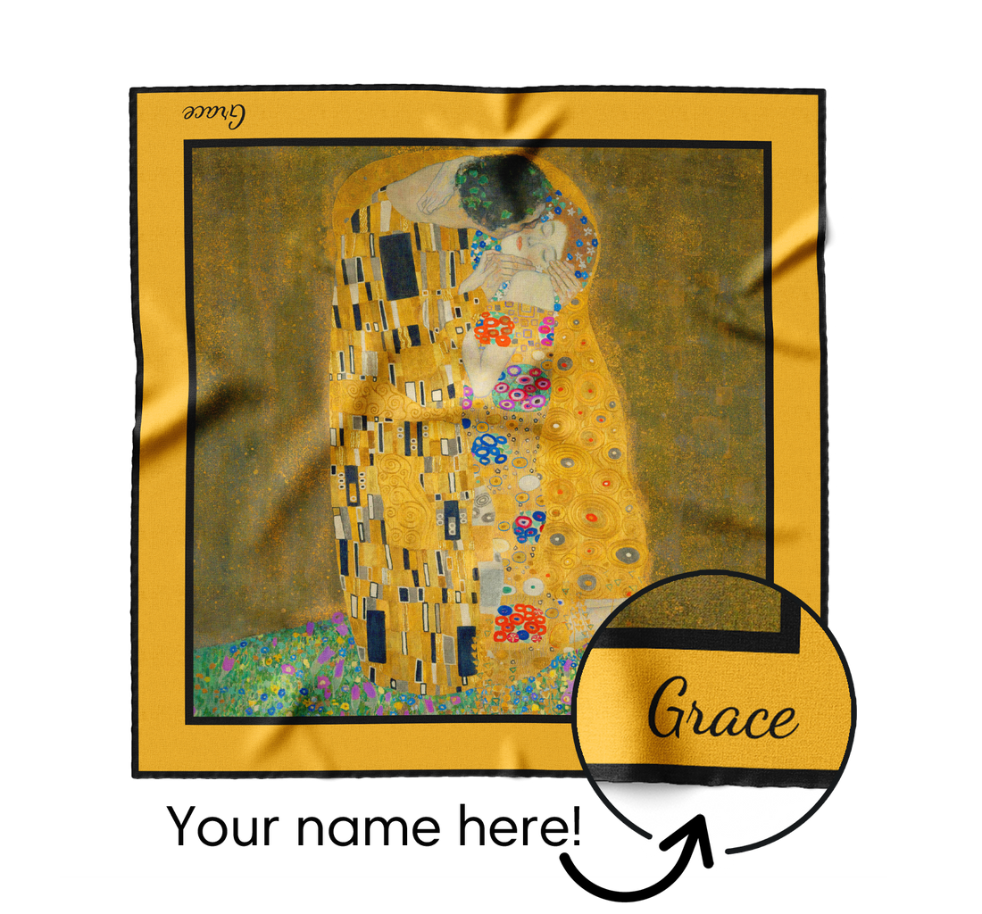 "The Kiss by Gustav Klimt" Square Scarf