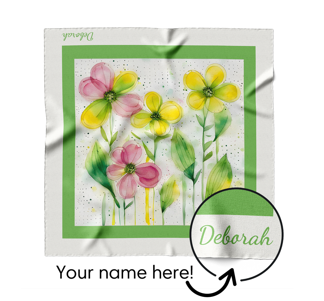 "Watercolor Flowers" Square Scarf