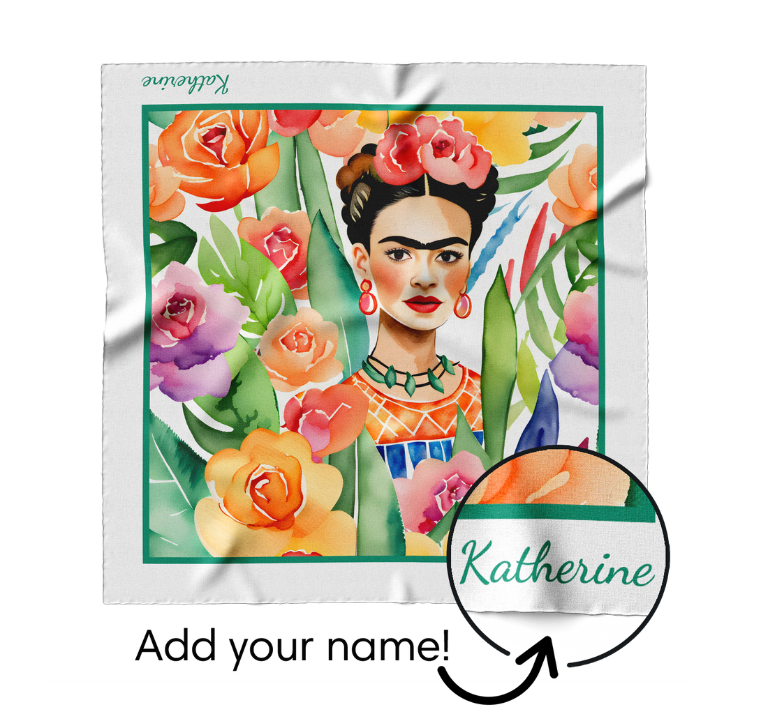 "Watercolor Frida" Square Scarf